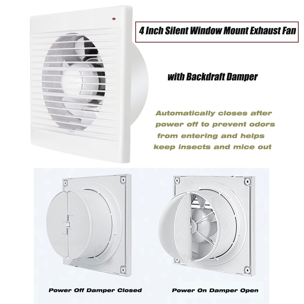 Exhaust Fan Industrial - Wentylator wyciągowy cichy, montowany na oknie,